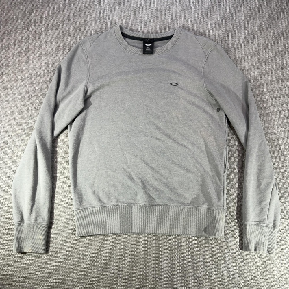 Oakley Sweatshirt Mens Small Gray Jersey Crewneck Pullover Pockets Logo Athletic